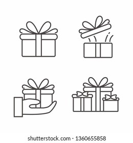 Set of gift box icon with outline design. Gift box vector illustration 