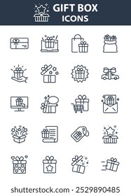set of gift box icons, christmas gift, surprise, gift, birthday gift