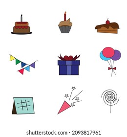 Set of gift box icons discount, package and more Vector illustration art