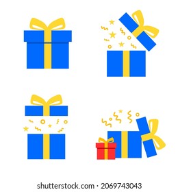 Set of gift box icons on white background. Birthday, Christmas, Celebration gifts.Vector illustration