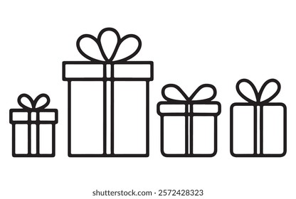 set of gift box, Gift box icons in Trendy Flat style. Gift boxes with ribbon icons Set. Gift box flat line silhouette set.