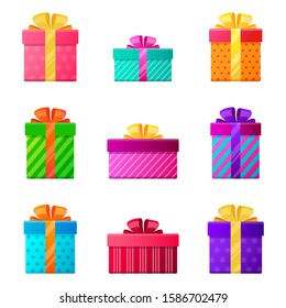 Set of gift box icons. Vector illustration