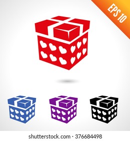 Set of gift box illustration. Black, red and blue. isolated on white background.