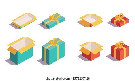 Set Gift box. Illustration Isolated on a white background. Vector EPS10