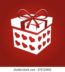 Set of gift box illustration on red background.