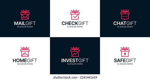 Set of gift box logo design template graphic design illustration. icon, symbol, creative.
