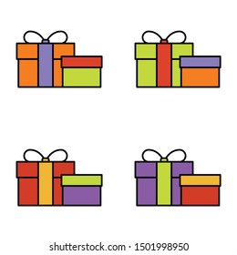 Set of gift box on white background, vector illustration