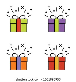 Set of gift box on white background, vector illustration