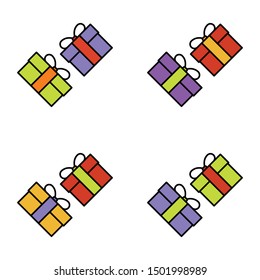 Set of gift box on white background, vector illustration