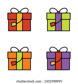 Set of gift box on white background, vector illustration