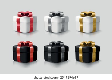 Conjunto de caja de regalo presente. Cinta y lazo.