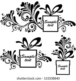 Set of gift box with ribbon isolated on White background. Celebration background with gift boxes and place for your text. Vector Illustration  Vector Illustration 