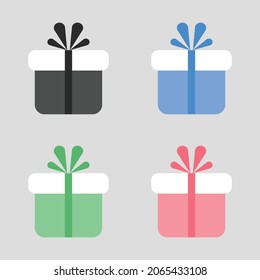 Set Gift box, Simple gift box with filled vector icon. Gift box sign with bow symbol, Stroke pictogram. Vector illustration isolated on a white background.