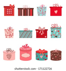 Set of gift box   A set of twelve valentine gifts 
