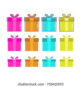 Set of gift boxes . Beautifully wrapped surprise. Illustration for decoration, event management companies ad.