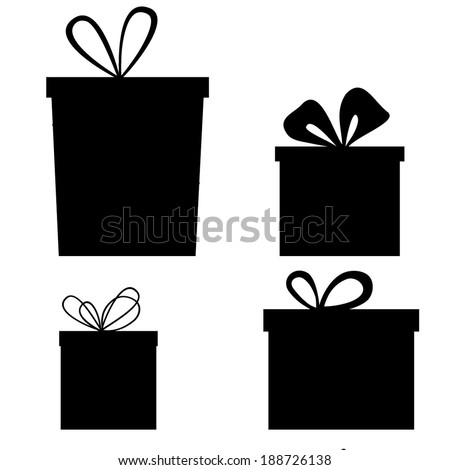 Set of gift boxes. Black and white vector 
