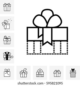 Set of Gift Boxes with a Bow or Present Vector Icon Isolated. Congratulation and Shopping Symbols Collection