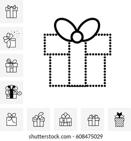 Set of Gift Boxes with a Bow or Present Vector Icon Isolated. Congratulation and Shopping Symbols Collection