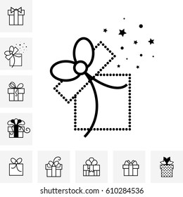 Set of Gift Boxes with a Bow or Present Vector Icon Isolated. Congratulation and Shopping Symbols Collection