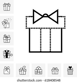 Set of Gift Boxes with a Bow or Present Vector Icon Isolated. Congratulation and Shopping Symbols Collection