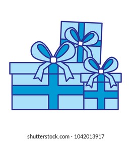 set of gift boxes with bow ribbon decoration
