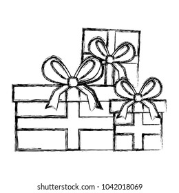 set of gift boxes with bow ribbon decoration