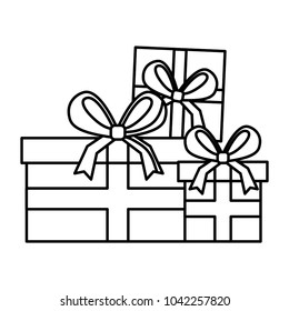 set of gift boxes with bow ribbon decoration