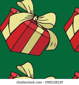 A set of gift boxes with bows, depicted from different angles. Vector stock illustration in cartoon style isolated on white background.