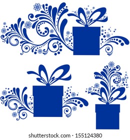 Set of  gift boxes with bows and ribbons isolated on White background. Vector Illustration 