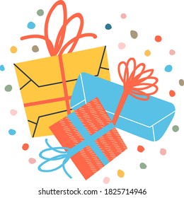 A set of gift boxes. Boxing day. Vector illustration.