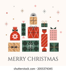 Set of gift boxes. Christmas banner.