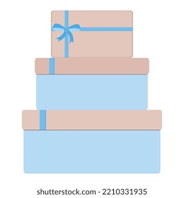 A set of gift boxes. Colored gift boxes on a white background. Birthday, Christmas. Cartoon flat design.