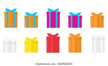 set of gift boxes. colorful gift boxes isolated on white background