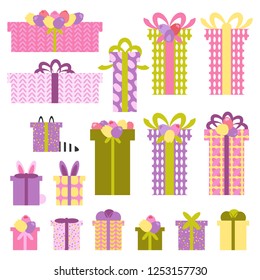 set of gift boxes. delicate pastel colors