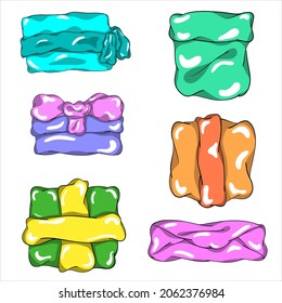 A set of gift boxes in different designs. Vector illustration