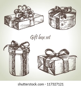 Set gift boxes  Hand drawn illustration