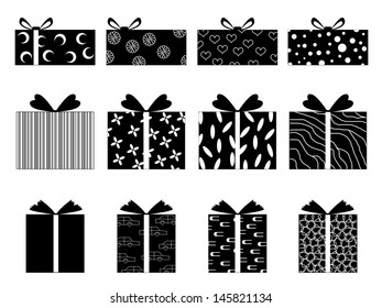 Set of gift boxes illustrated on white