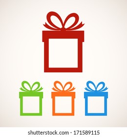 Set of gift boxes with place for text. Vector illustration