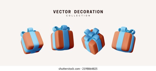 Set of gift boxes. Realistic 3d design. vector illustration