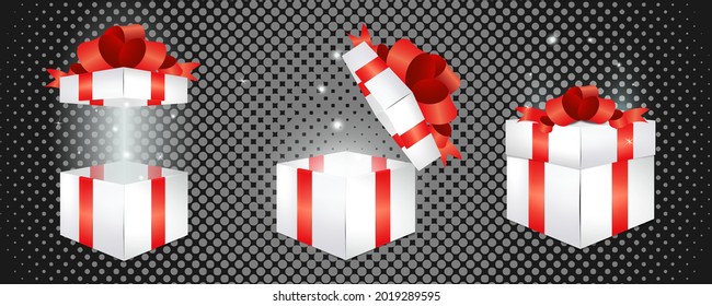 A set of gift boxes with a red bow. Product presentation, discounts, gift, sale, baby products, product presentation. Vector illustration