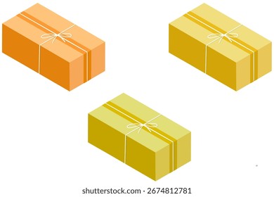 Set of gift boxes with ribbon and bow. Various sizes and colors. Gift box set. Packaging with a ribbon.