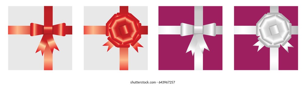 A set of gift boxes tied with festive ribbon, vector illustration