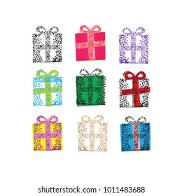 Set of gift boxes vector. Boxes with gifts a stylish design. Stylized gift package