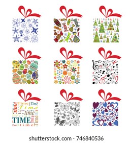 Set of gift boxes vector illustration, vector collection isolated on white background