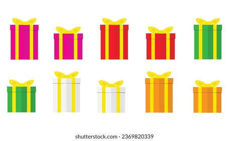 Geschenkbox-Set. Geschenkbox mit gelben Bändern
