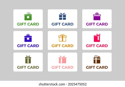 set of gift card template. flat style gift card for shop or business. simple gift card illustration with present icon