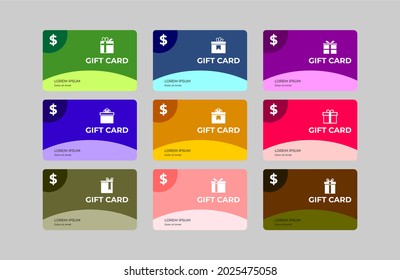 set of gift card template. flat style gift card for shop or business. simple gift card illustration with present icon