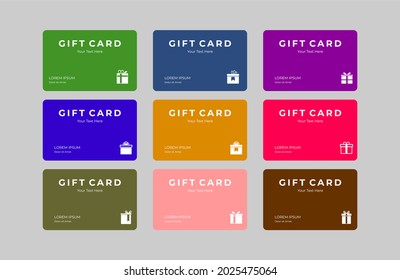 set of gift card template. flat style gift card for shop or business. simple gift card illustration with present icon