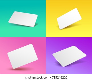 Set of a gift card template placeholder with a 3D effect. Vector illustration EPS 10. Isolated on a colored background