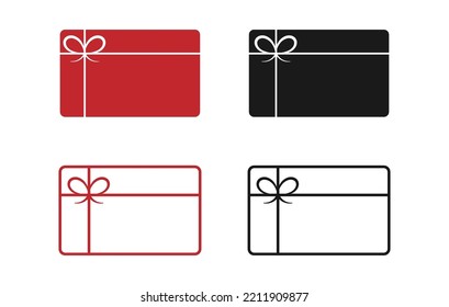 A set of gift card templates. An incentive gift. Loyalty or discount card. Filled silhouette and empty outline. Vector for websites, applications, business and thematic design